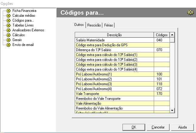 Ferramentas | Opes | Cdigos para...