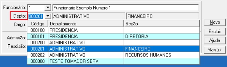 Tabelas | Departamentos | Vincular Funcion�rios